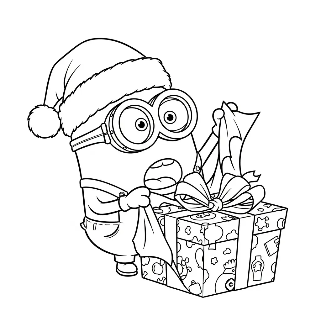 para imprimir Minion de Navidad para colorear gratis 2