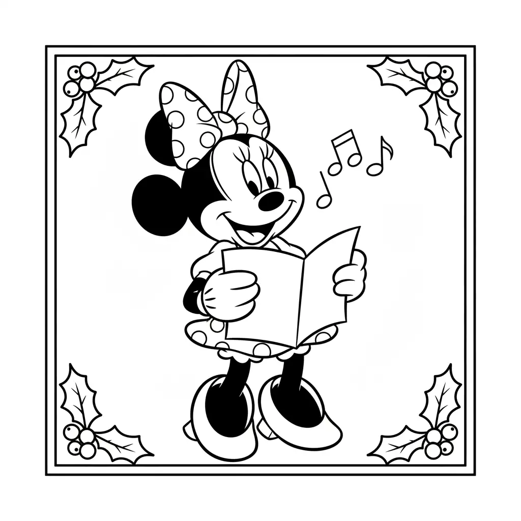 Minnie Mouse de Navidad para colorear para niños