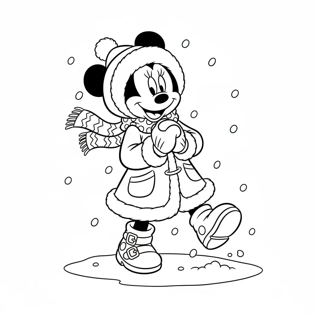 Minnie Mouse de Navidad para colorear para imprimir gratis 1