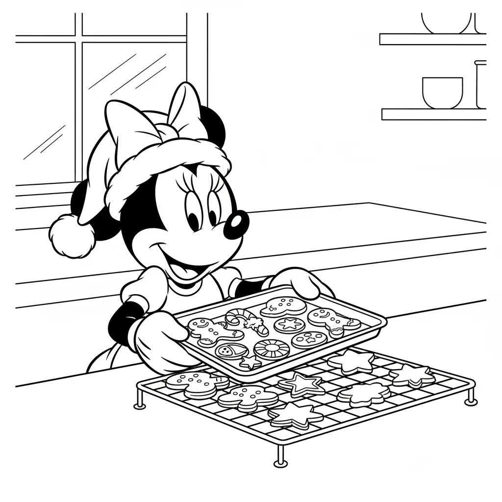 Minnie Mouse de Navidad para colorear gratis