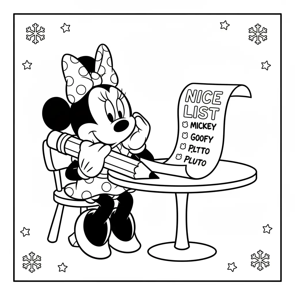 Minnie Mouse de Navidad para colorear para niño de 5 años