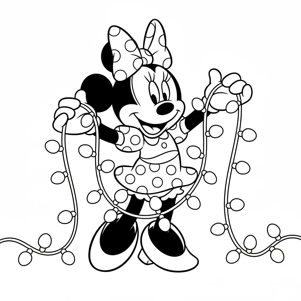 Minnie Mouse de Navidad para colorear en línea gratis