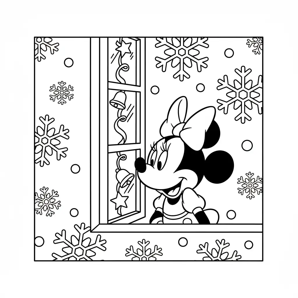 Minnie Mouse de Navidad para colorear para niños para imprimir gratis