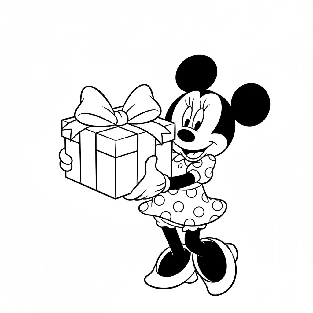 imprimir Minnie Mouse de Navidad para colorear gratis