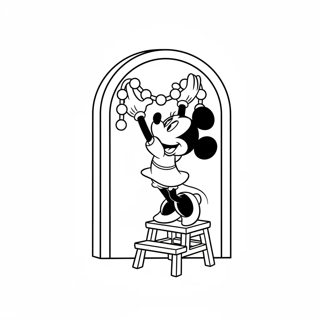 Minnie Mouse de Navidad para colorear gratis para imprimir
