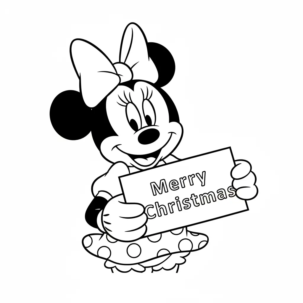 Minnie Mouse de Navidad para colorear gratis 1