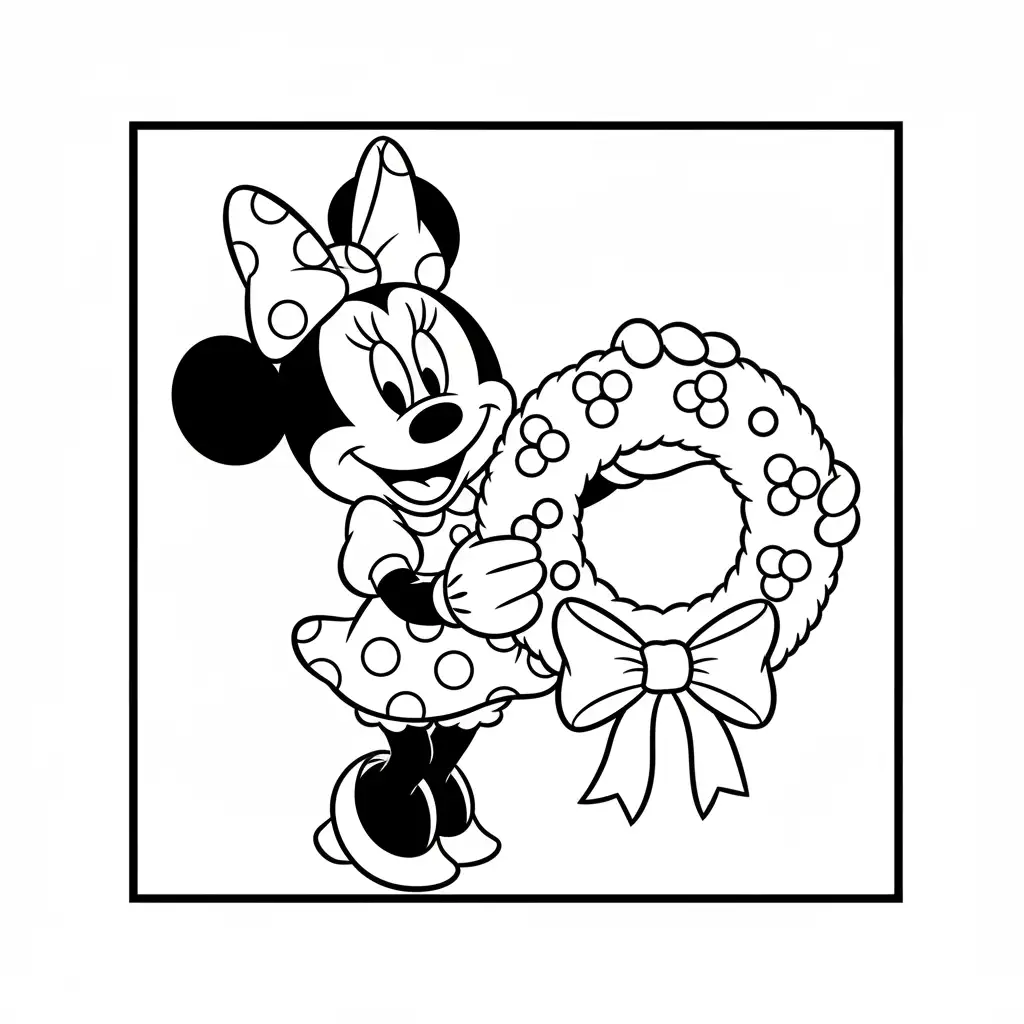 Minnie Mouse de Navidad para colorear educativo para niño