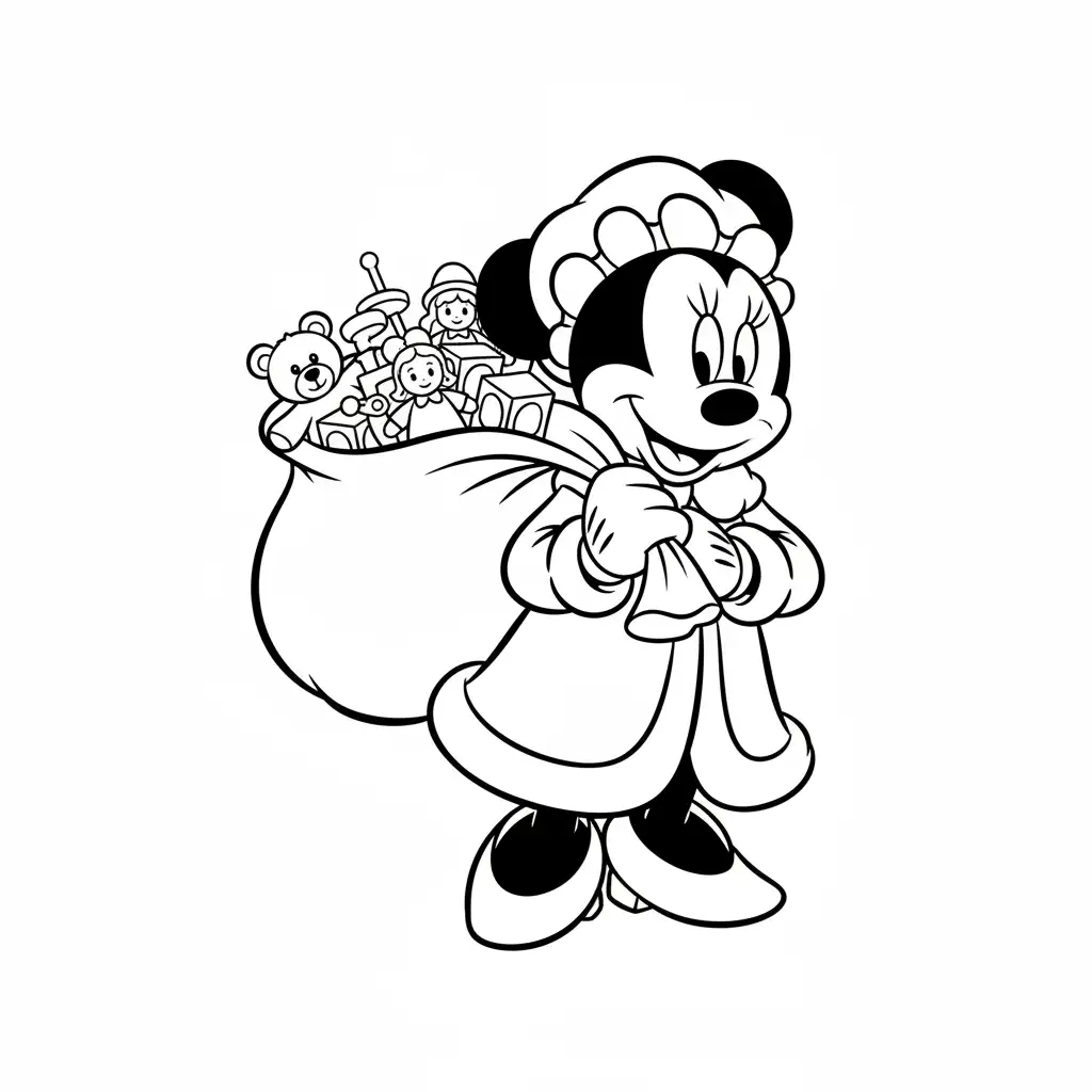 Minnie Mouse de Navidad para colorear para niños para imprimir gratis 1