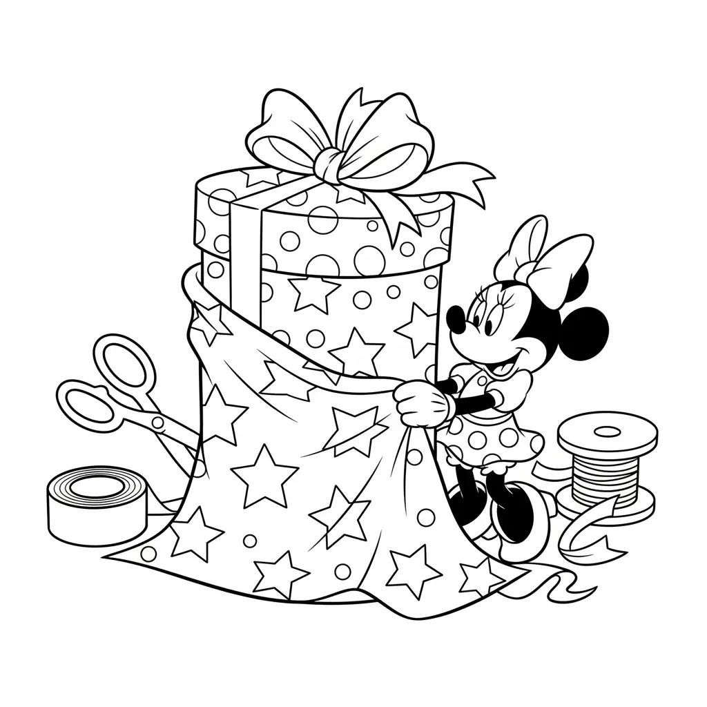 Minnie Mouse de Navidad para colorear para imprimir gratis pdf 2