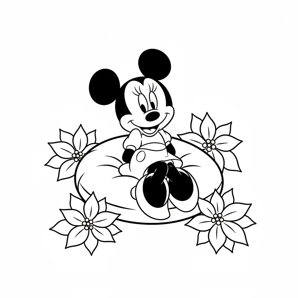 Minnie Mouse de Navidad para colorear para imprimir para niño de 4 años