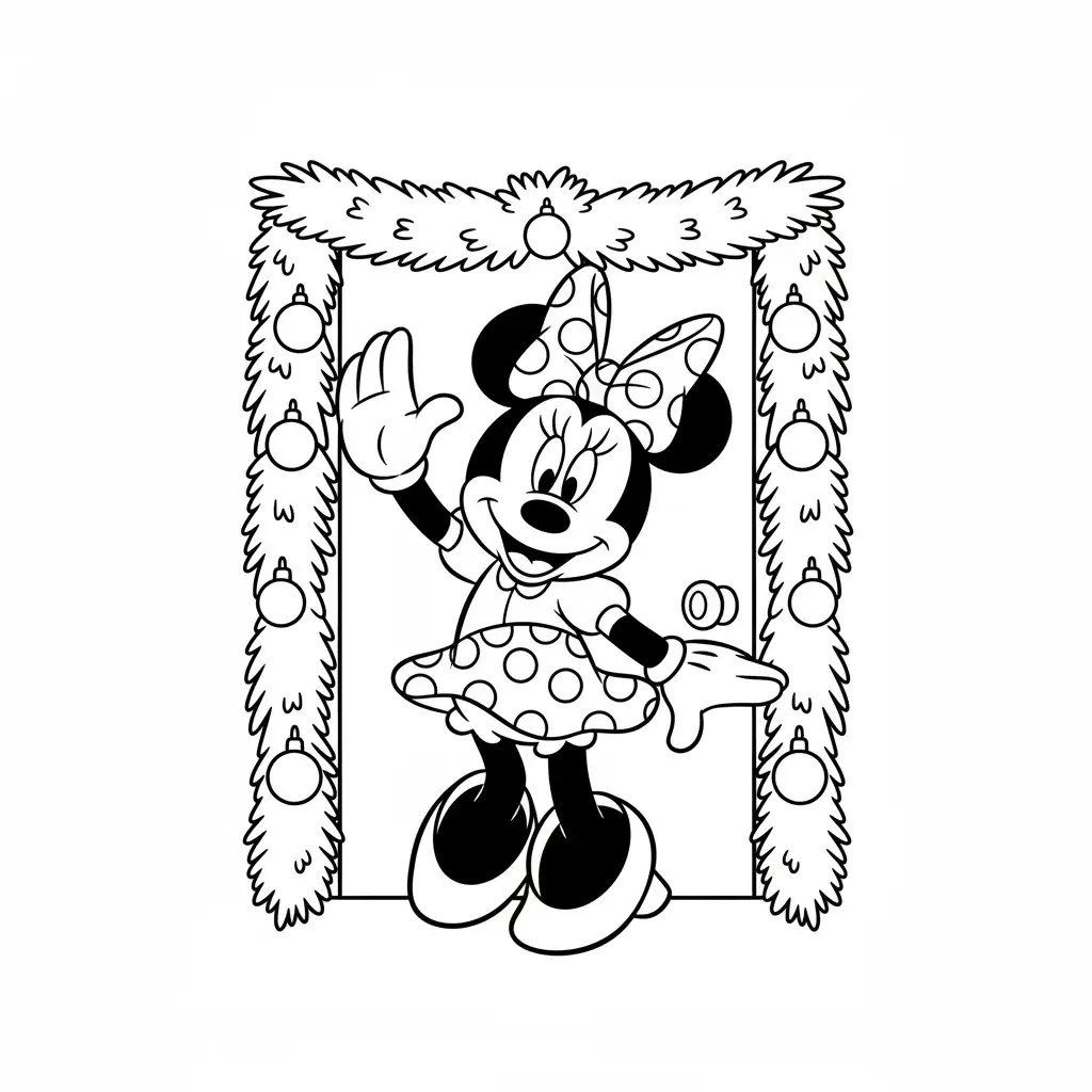 Minnie Mouse de Navidad para colorear gratis para imprimir 1