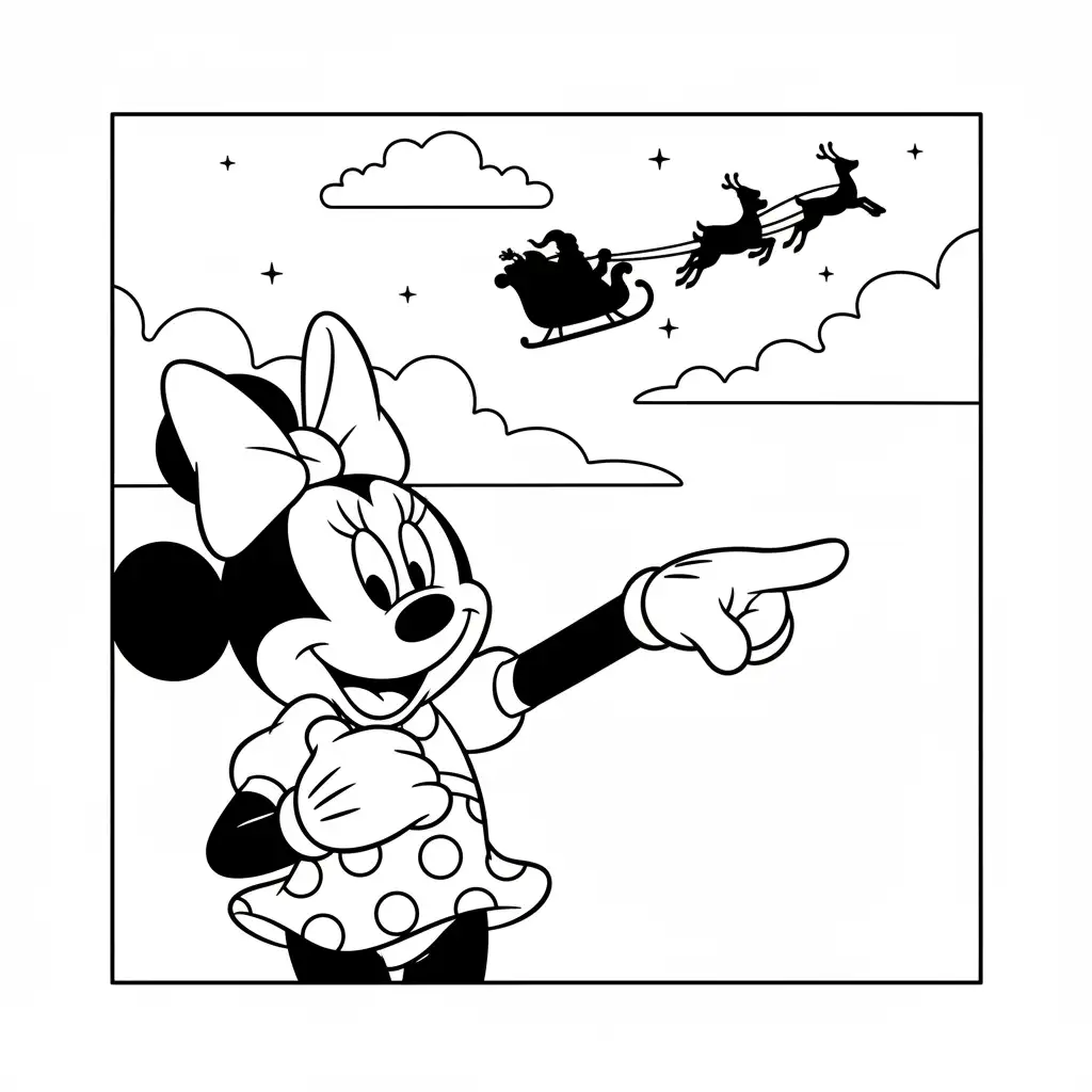 Minnie Mouse de Navidad para colorear para niños para descargar