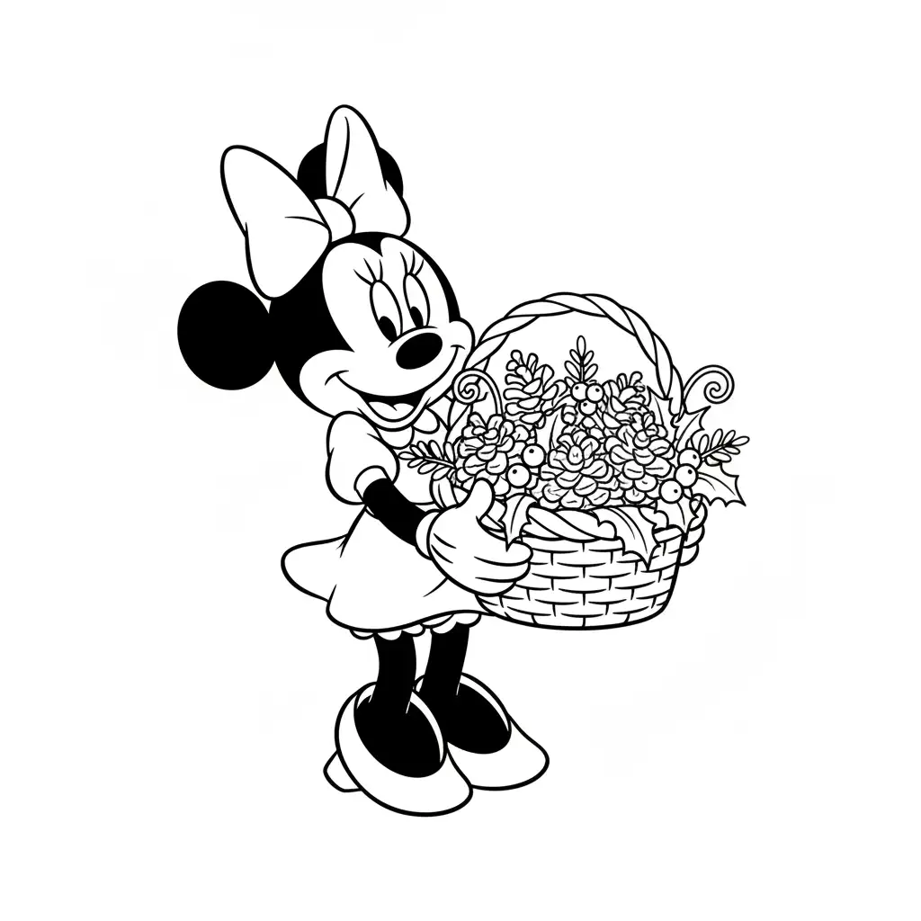 Minnie Mouse de Navidad de niño para colorear para imprimir