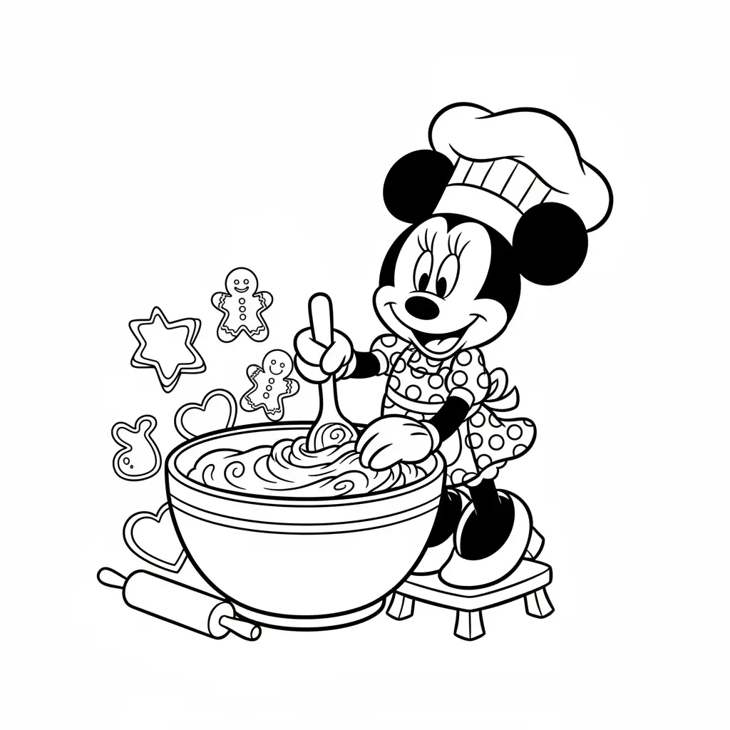 Minnie Mouse de Navidad para colorear para niño gratis