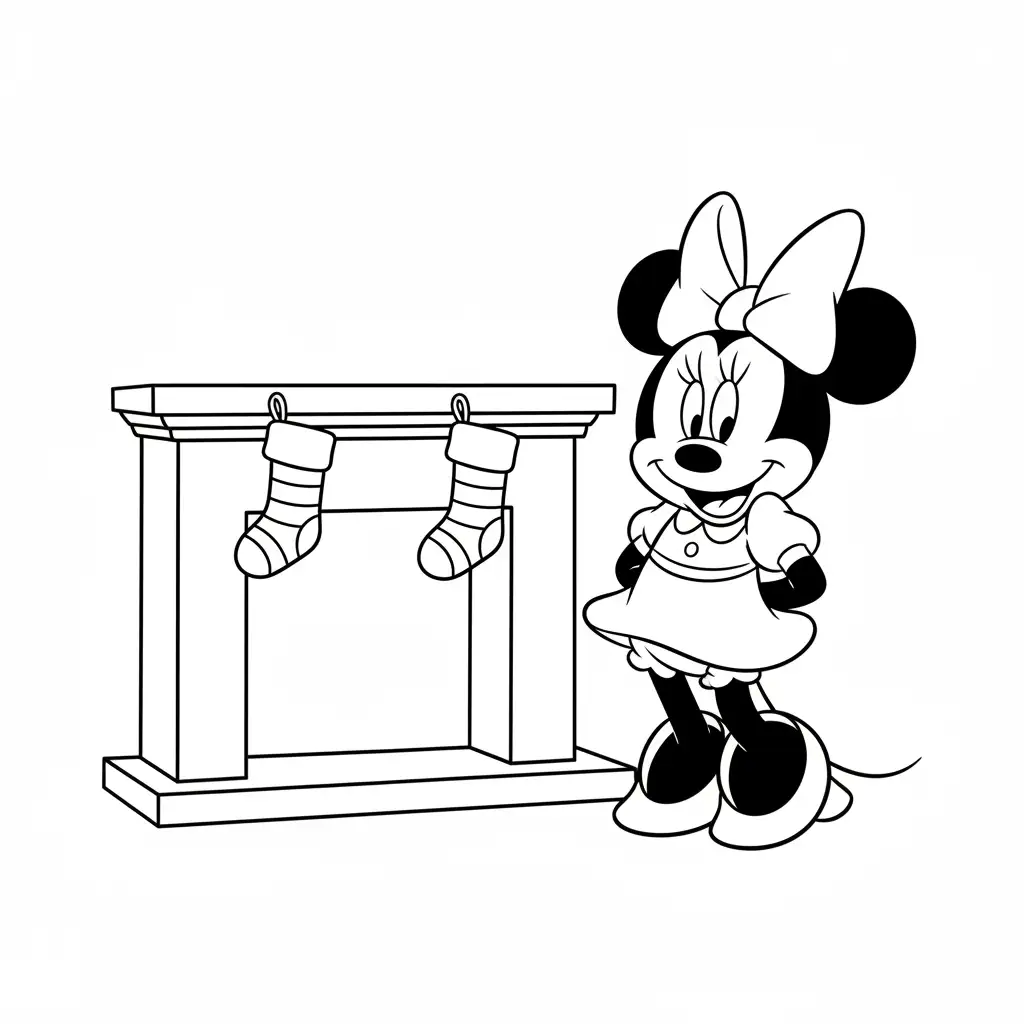 Minnie Mouse de Navidad para colorear para imprimir gratis pdf