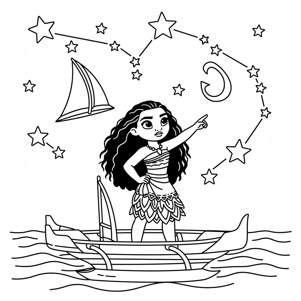 Moana para colorear para imprimir para niño de 7 años