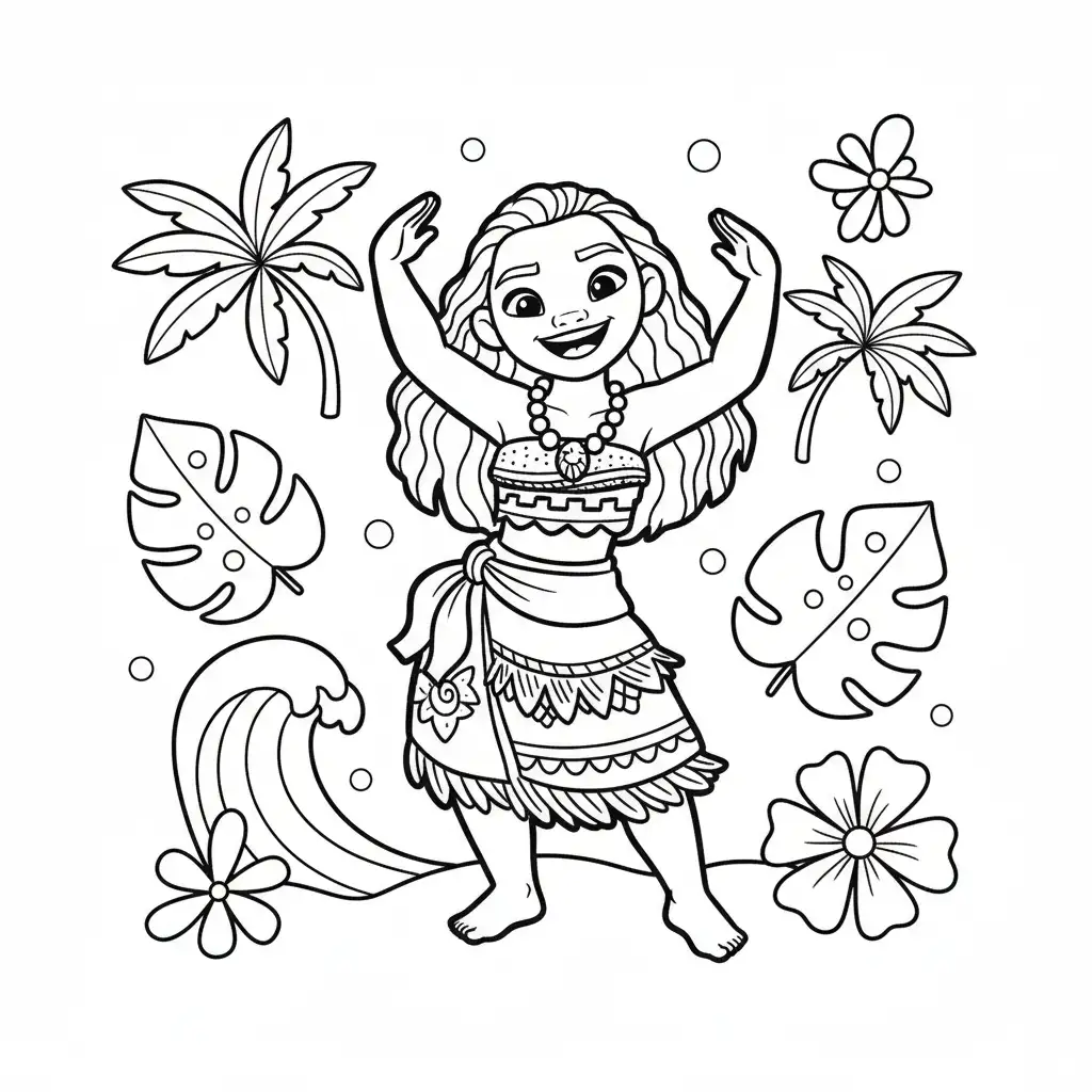 Moana para colorear para imprimir para niño de 3 años