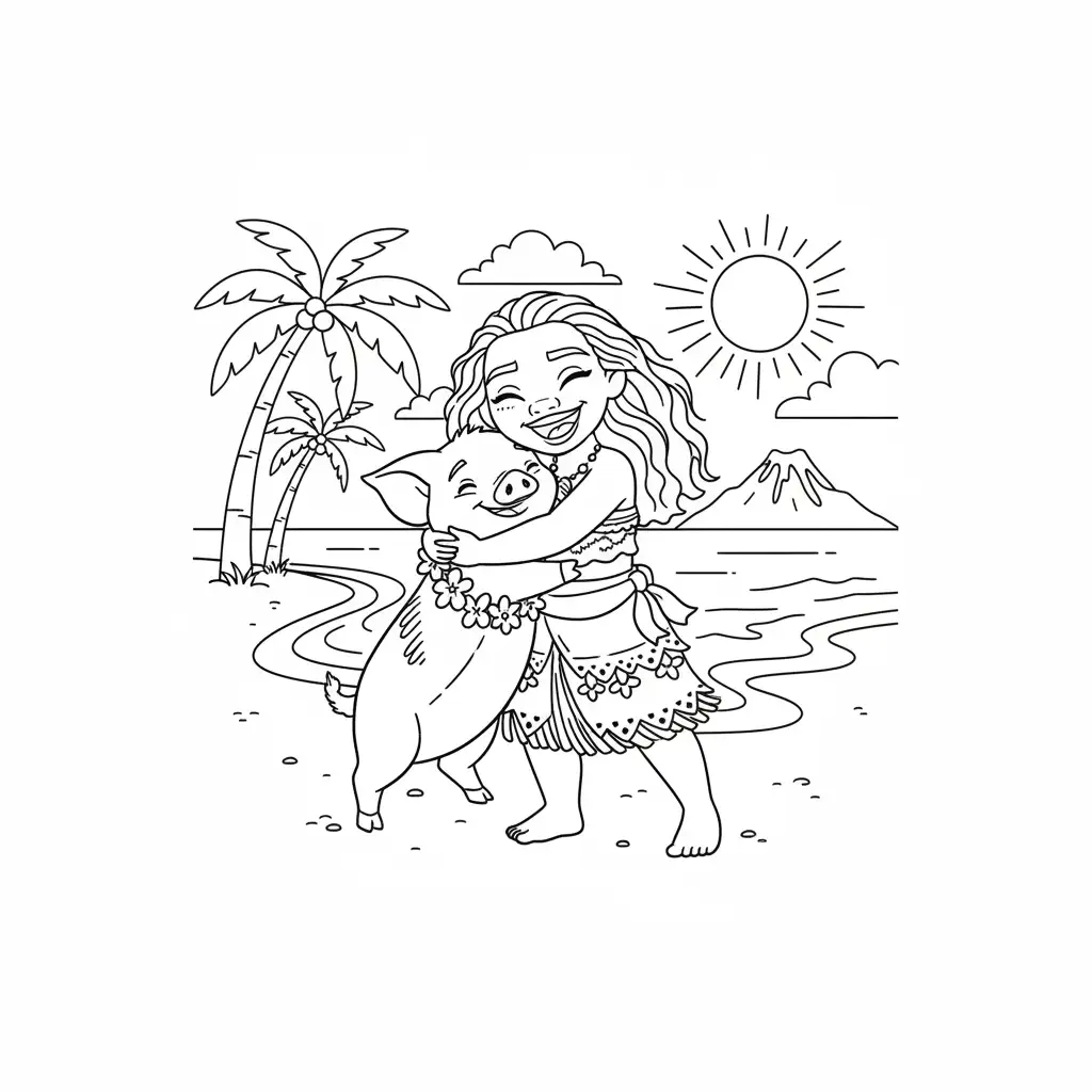 Moana para colorear para niño gratis