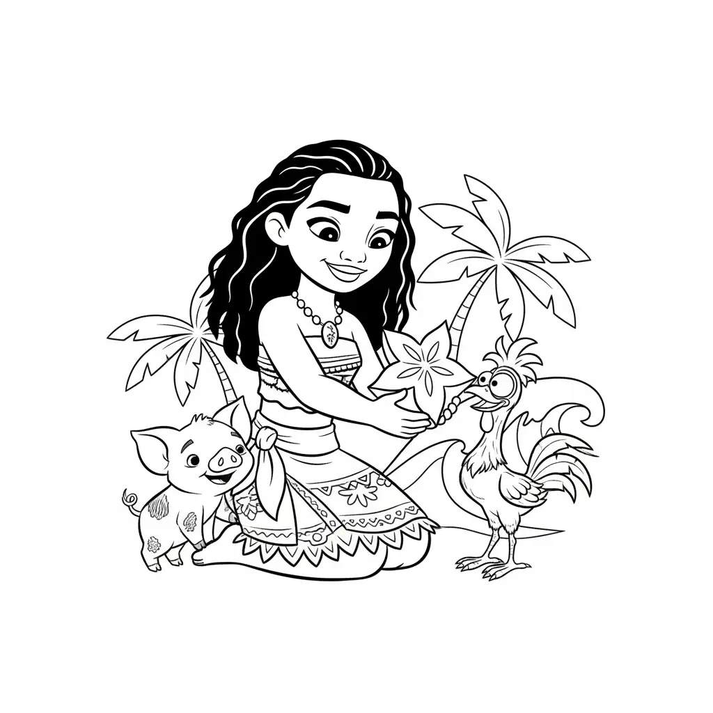 Moana para colorear para niños para imprimir