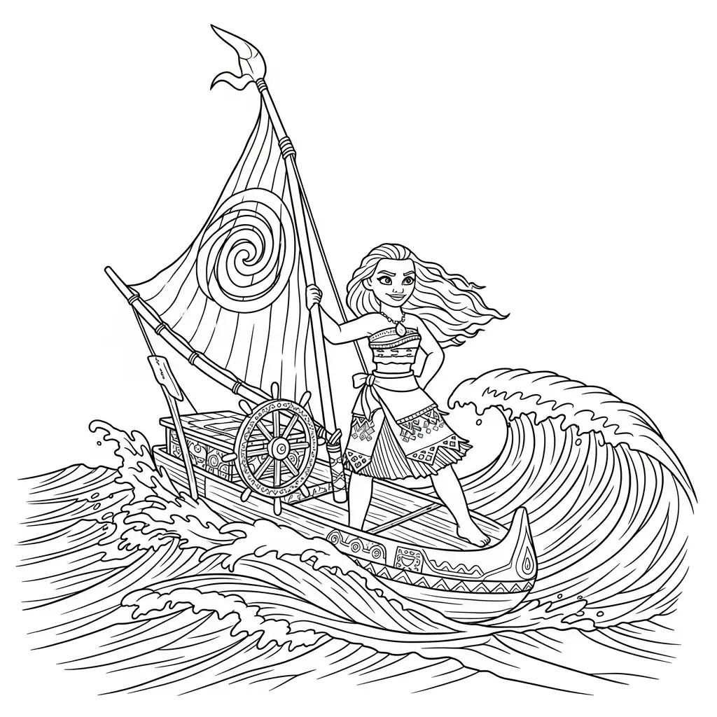 Moana para colorear educativo para niño 2