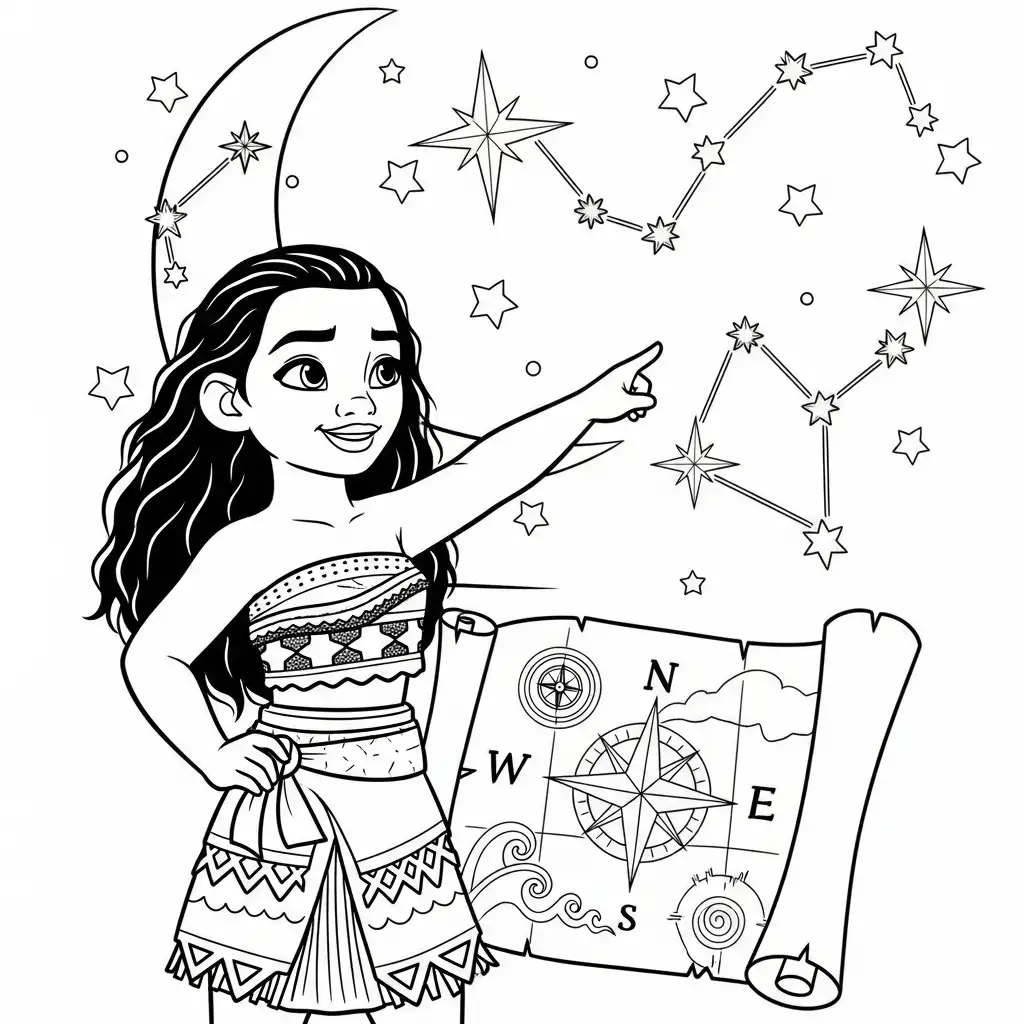 Moana de niño para colorear para imprimir