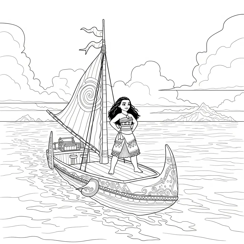 Moana para colorear gratis para niños