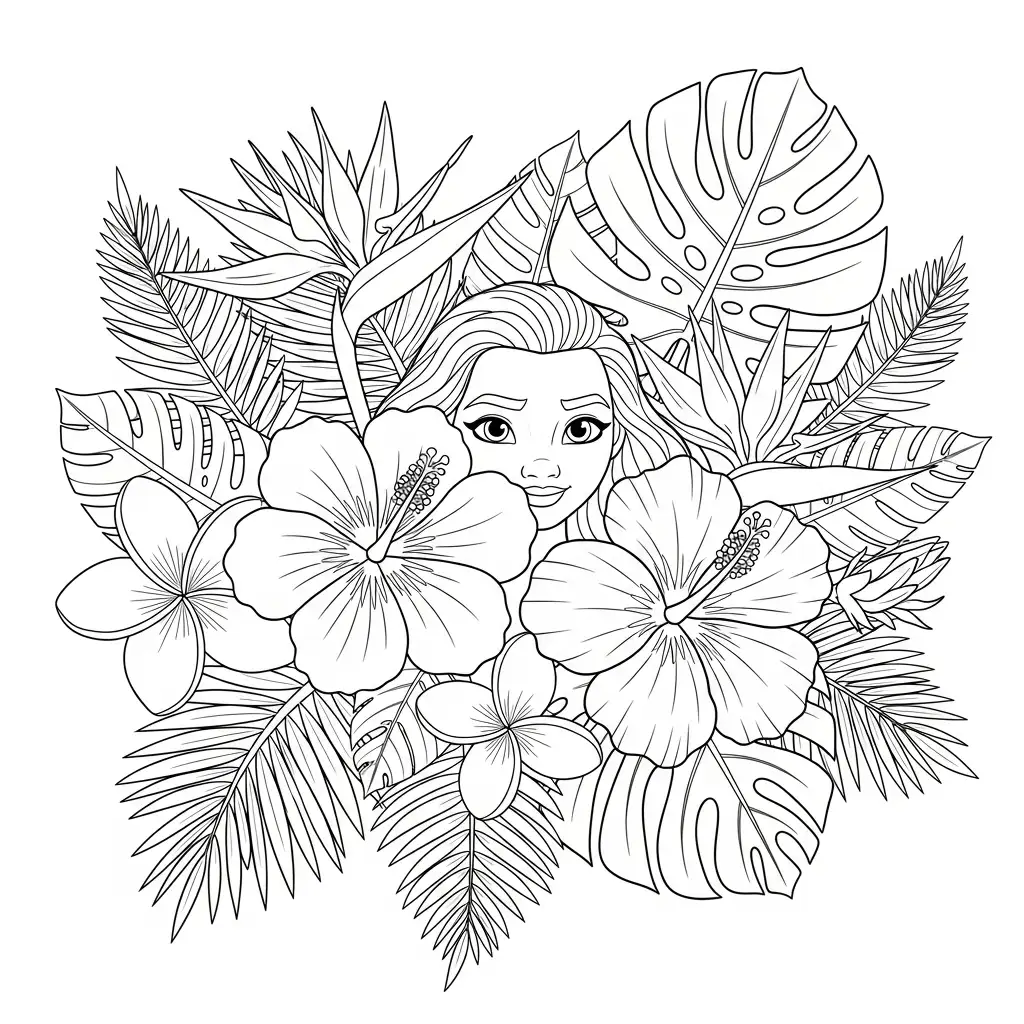 Moana para colorear educativo para niño 3