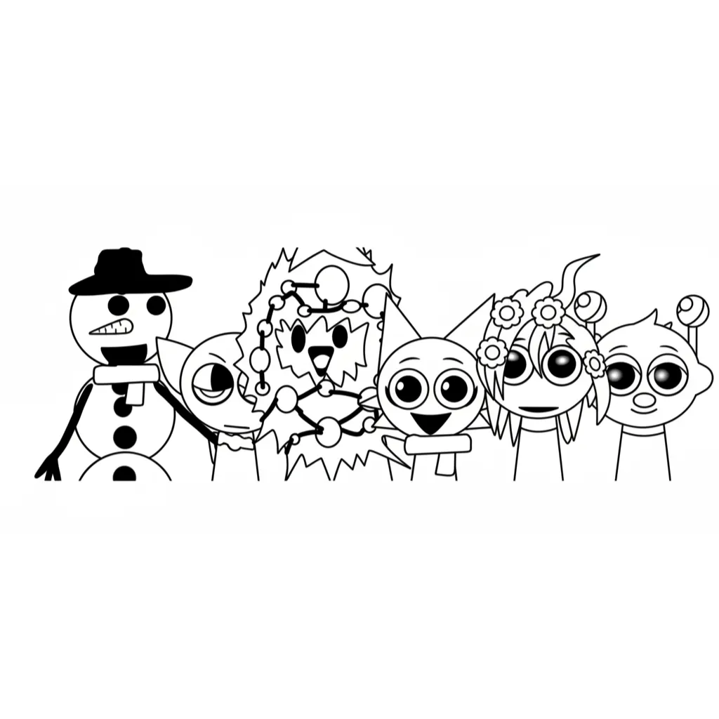 Sprunki de Navidad 4 para colorear para niño de 3 años