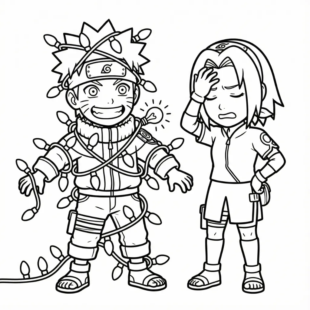 Naruto de Navidad 11 para colorear para imprimir para niño de 9 años
