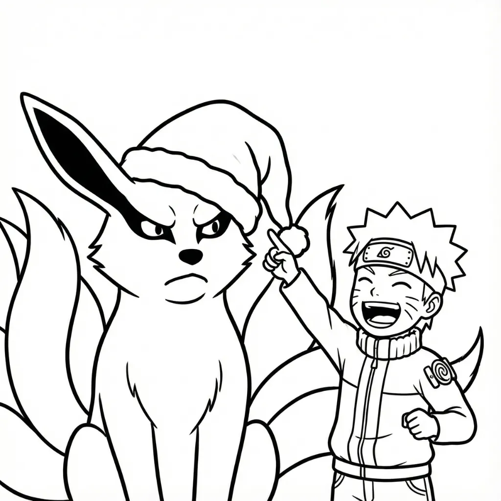 Naruto de Navidad 12 para colorear para niños para imprimir