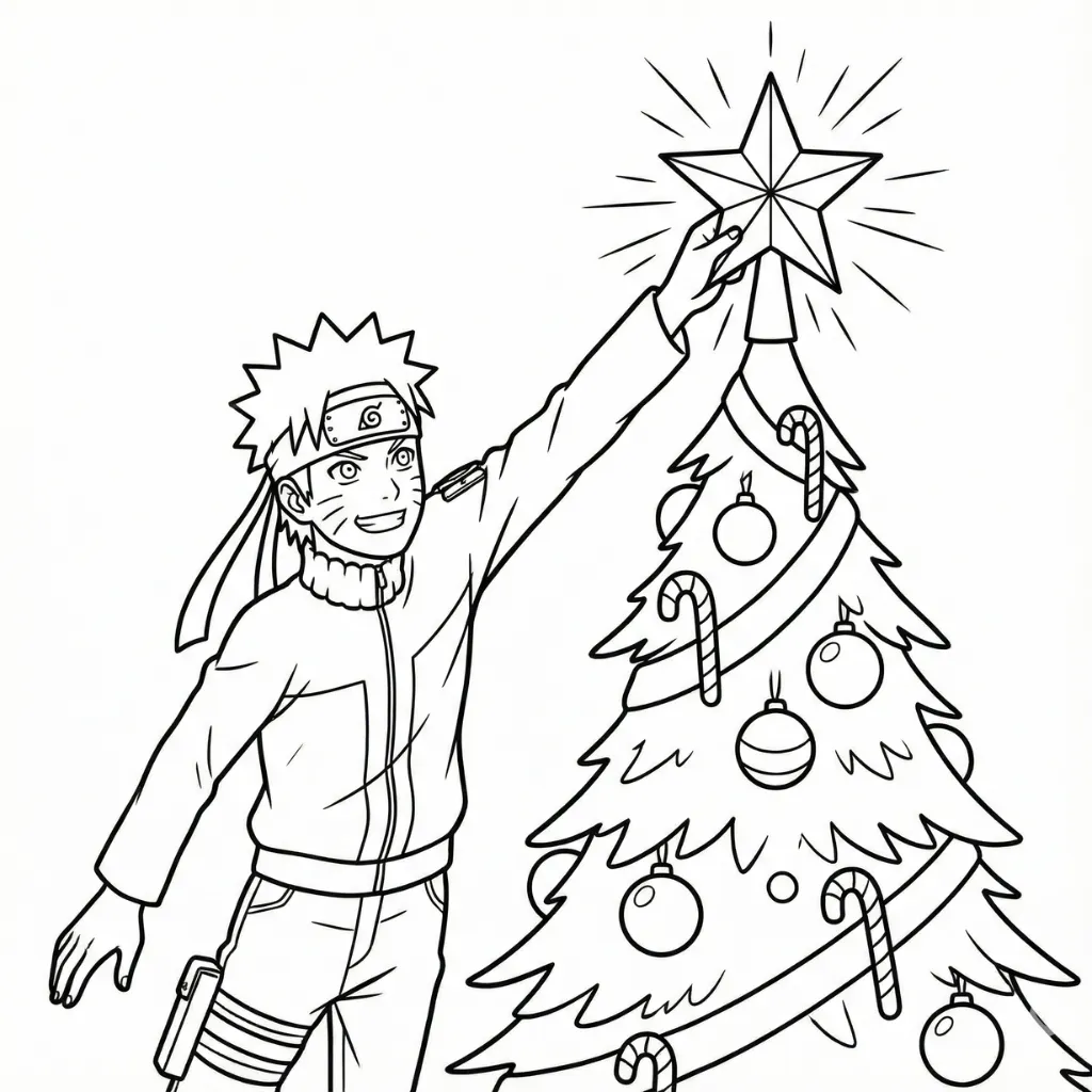 Naruto de Navidad 13 para colorear para niño de 6 años