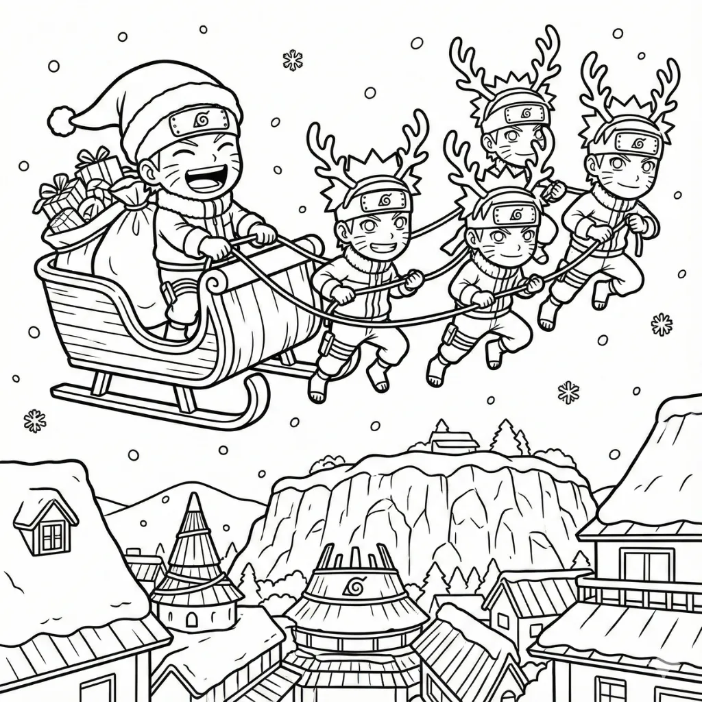 Naruto de Navidad 14 para colorear educativo para niño