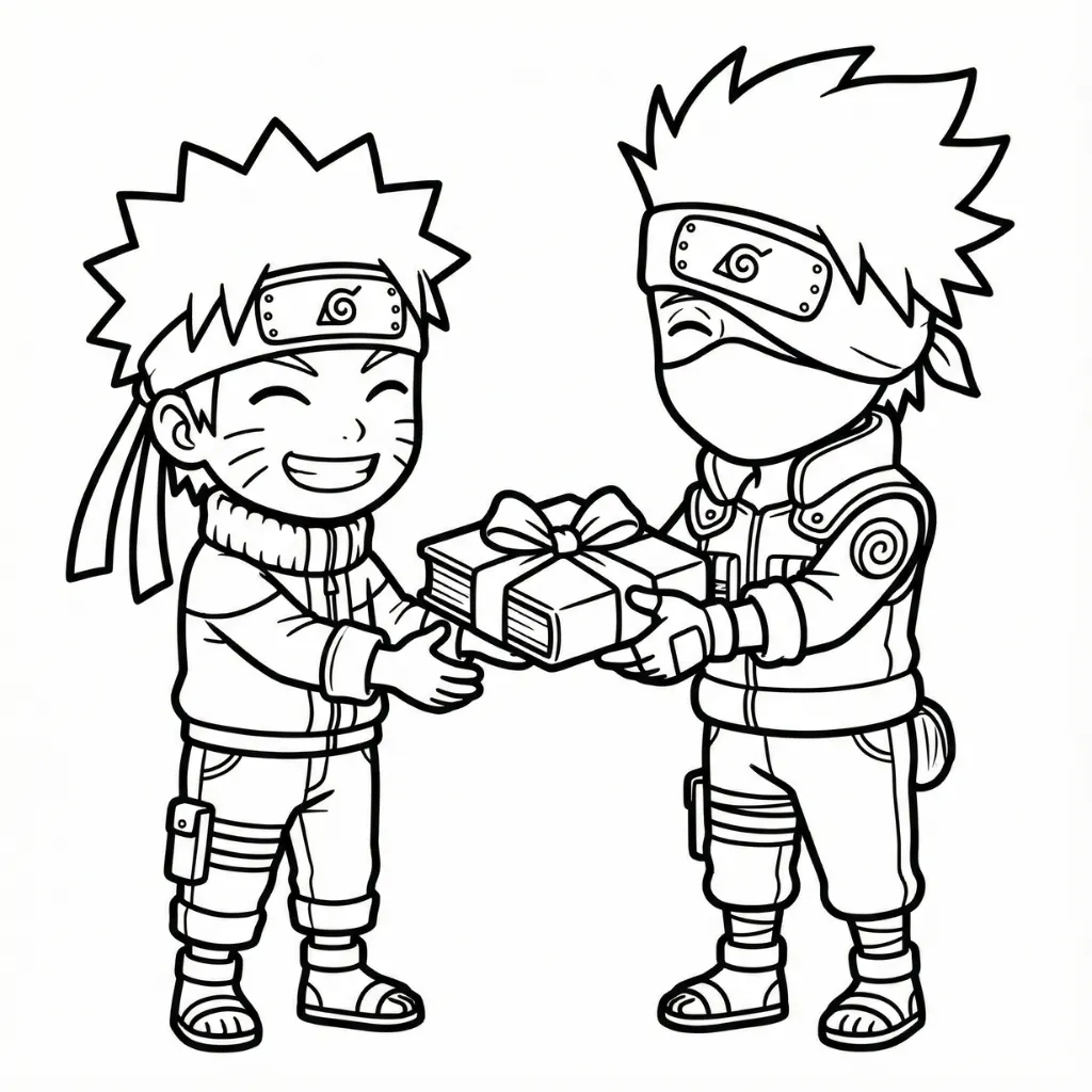 Naruto de Navidad 15 para colorear educativo para niño