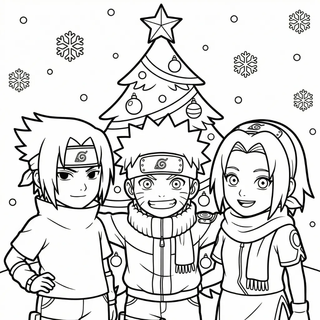 imprimir Naruto de Navidad 16 para colorear para niño