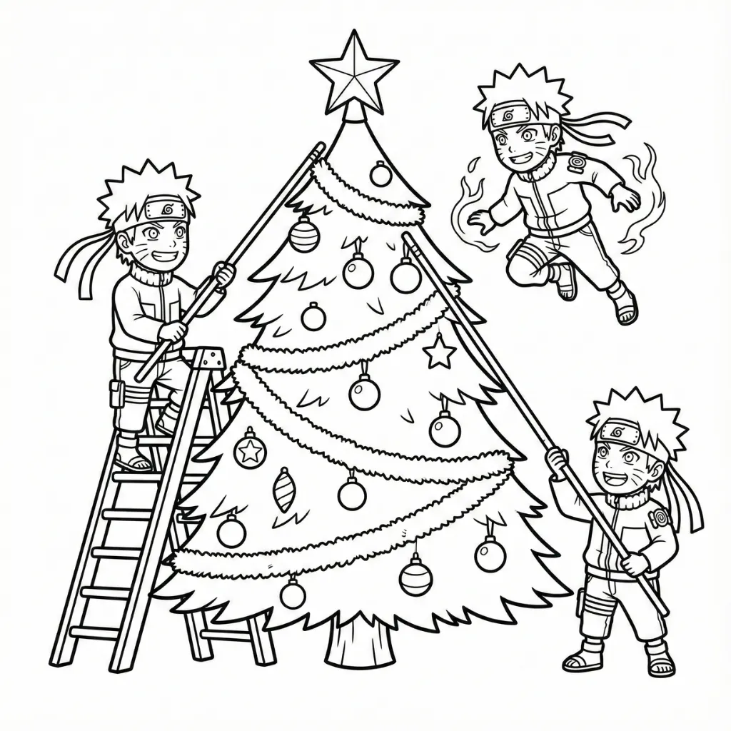 Naruto de Navidad 2 para colorear en línea para niño