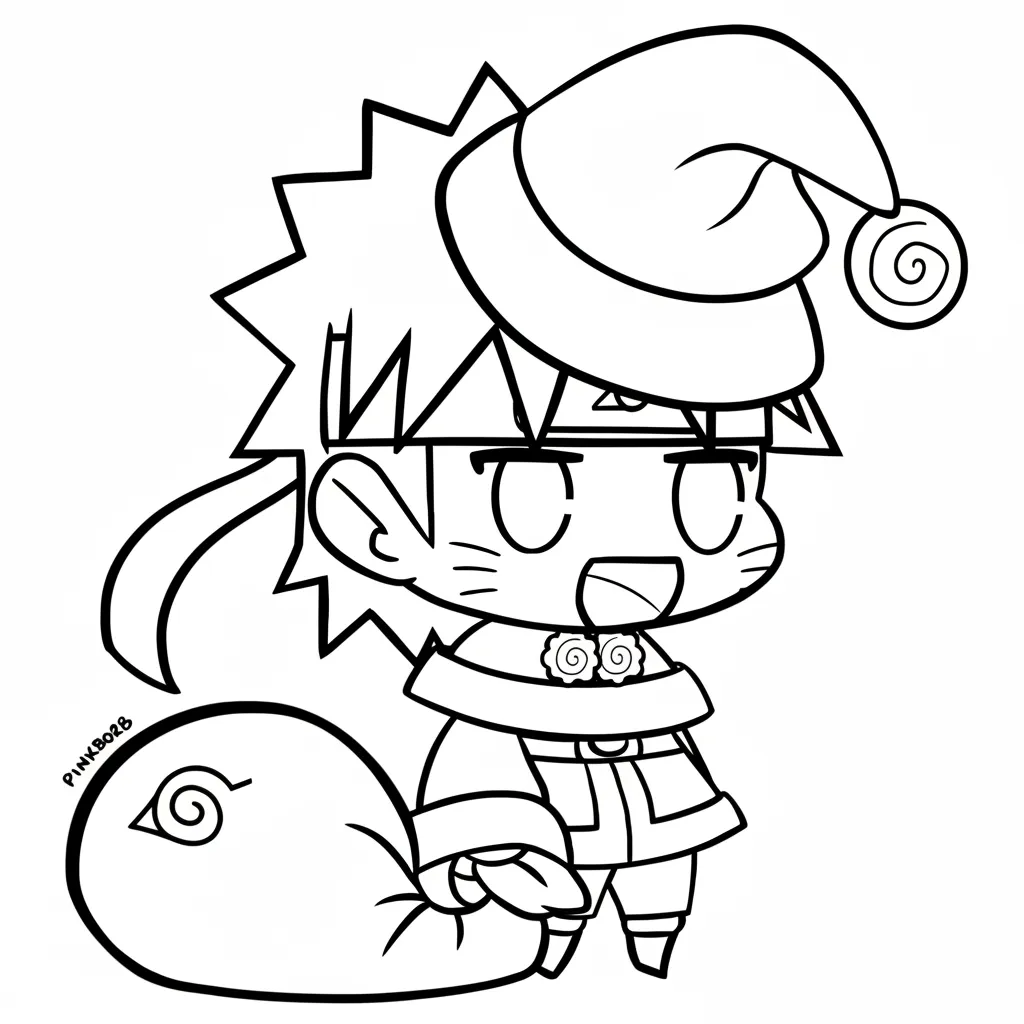 Naruto de Navidad 21 para colorear para imprimir a4