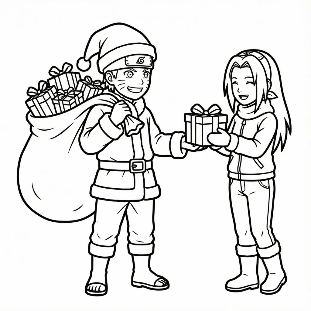 Naruto de Navidad 4 para colorear y dibujos