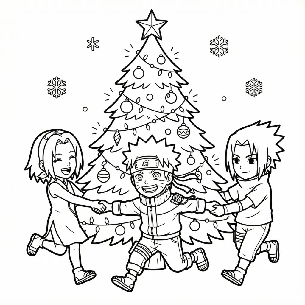Naruto de Navidad 5 para colorear en línea para niño