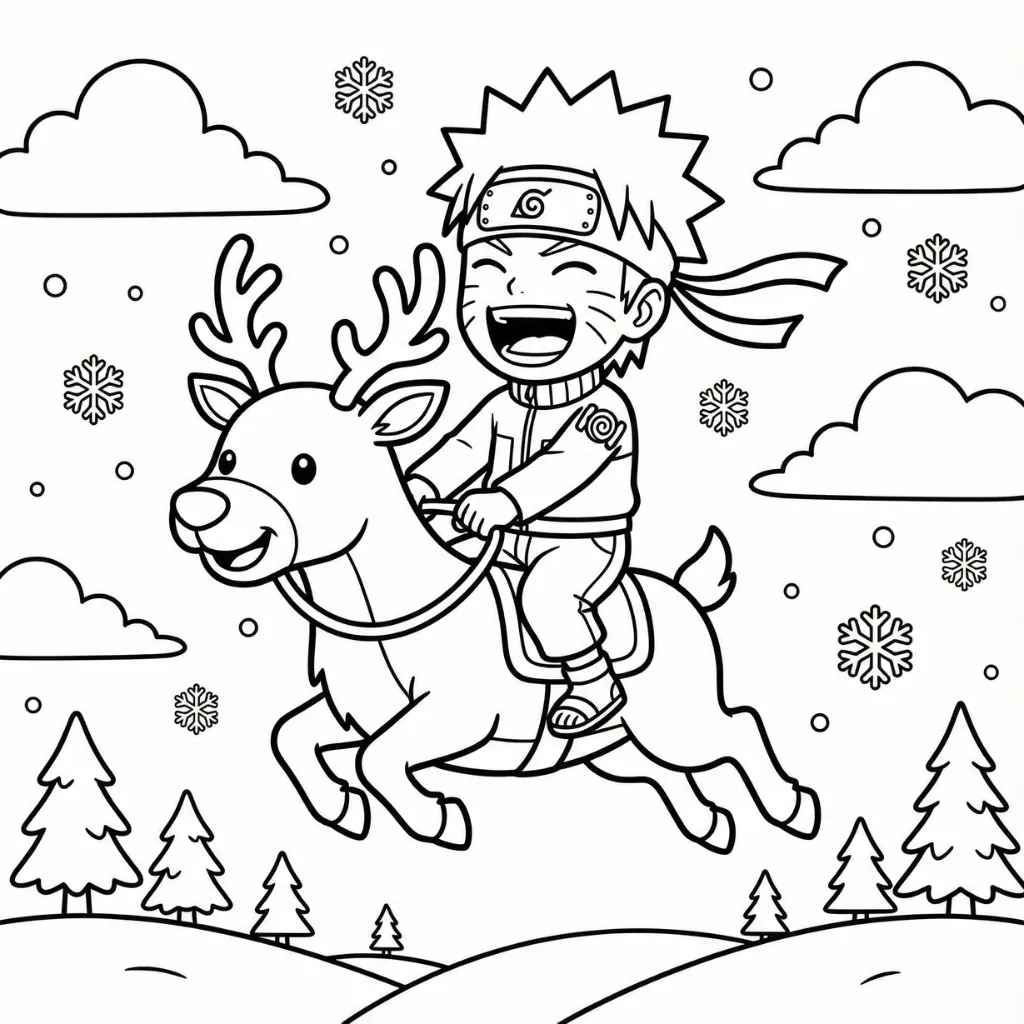 Naruto de Navidad 7 para colorear y dibujo para imprimir