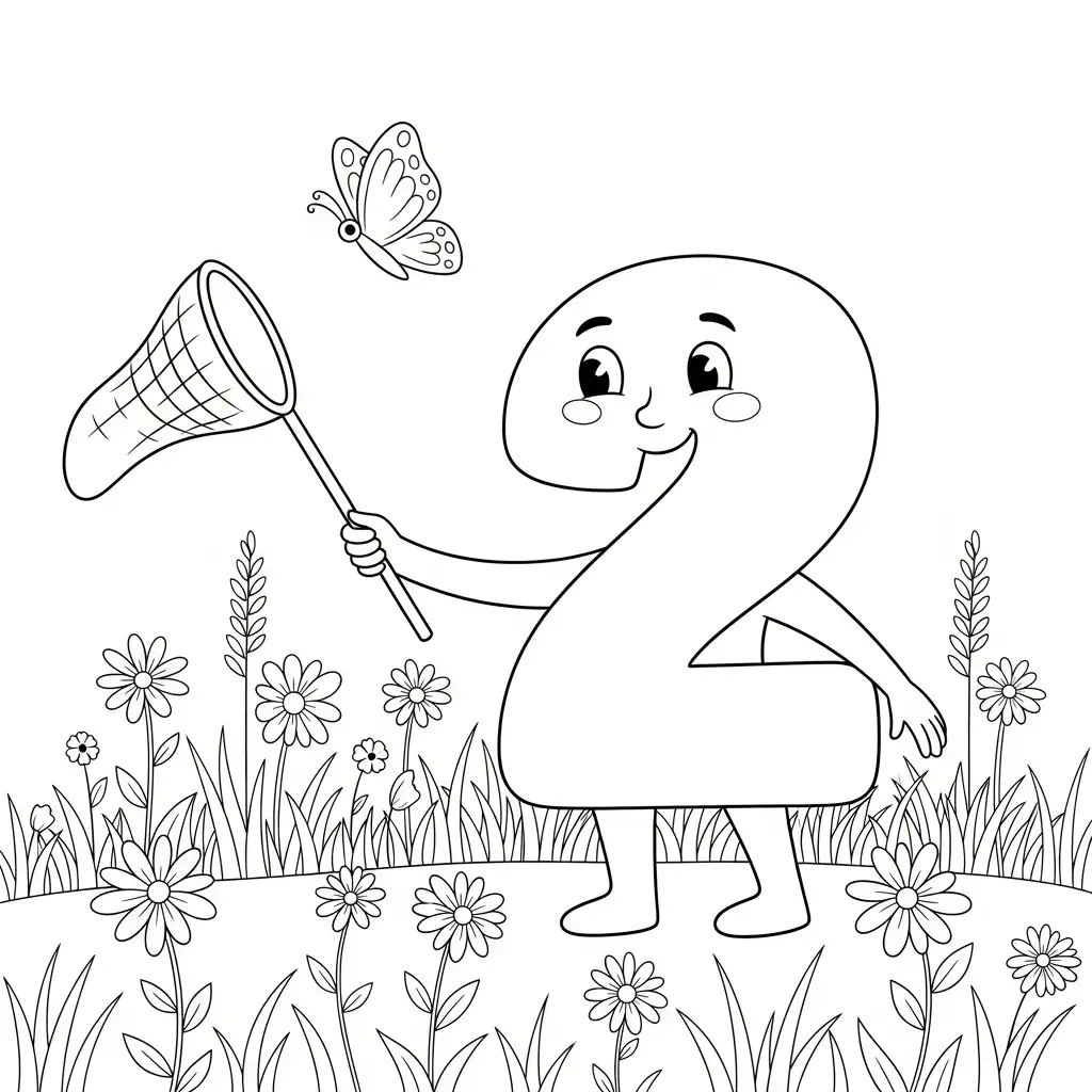 Número para colorear para imprimir kawaii