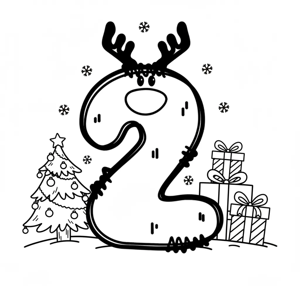 Número de Navidad 10 para colorear para niño para imprimir gratis