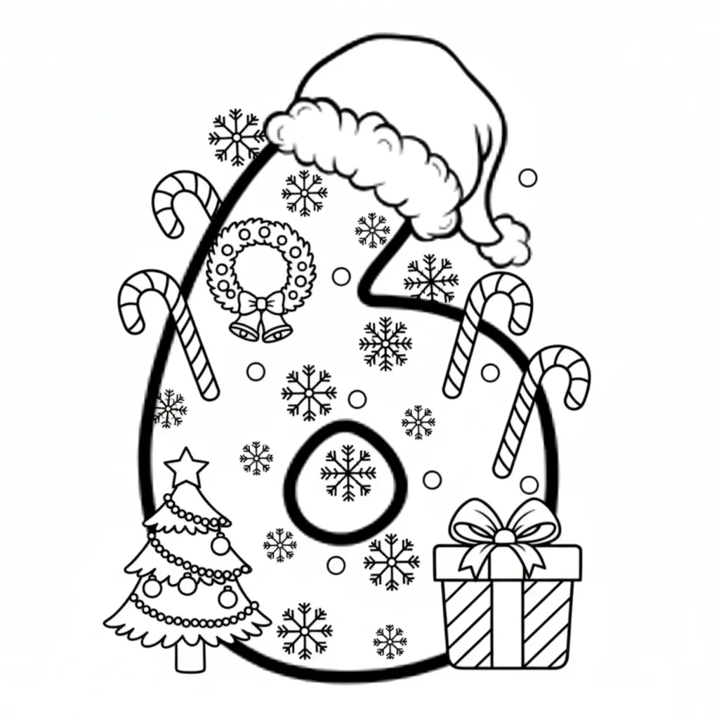 Número de Navidad 12 para colorear para niño de para imprimir