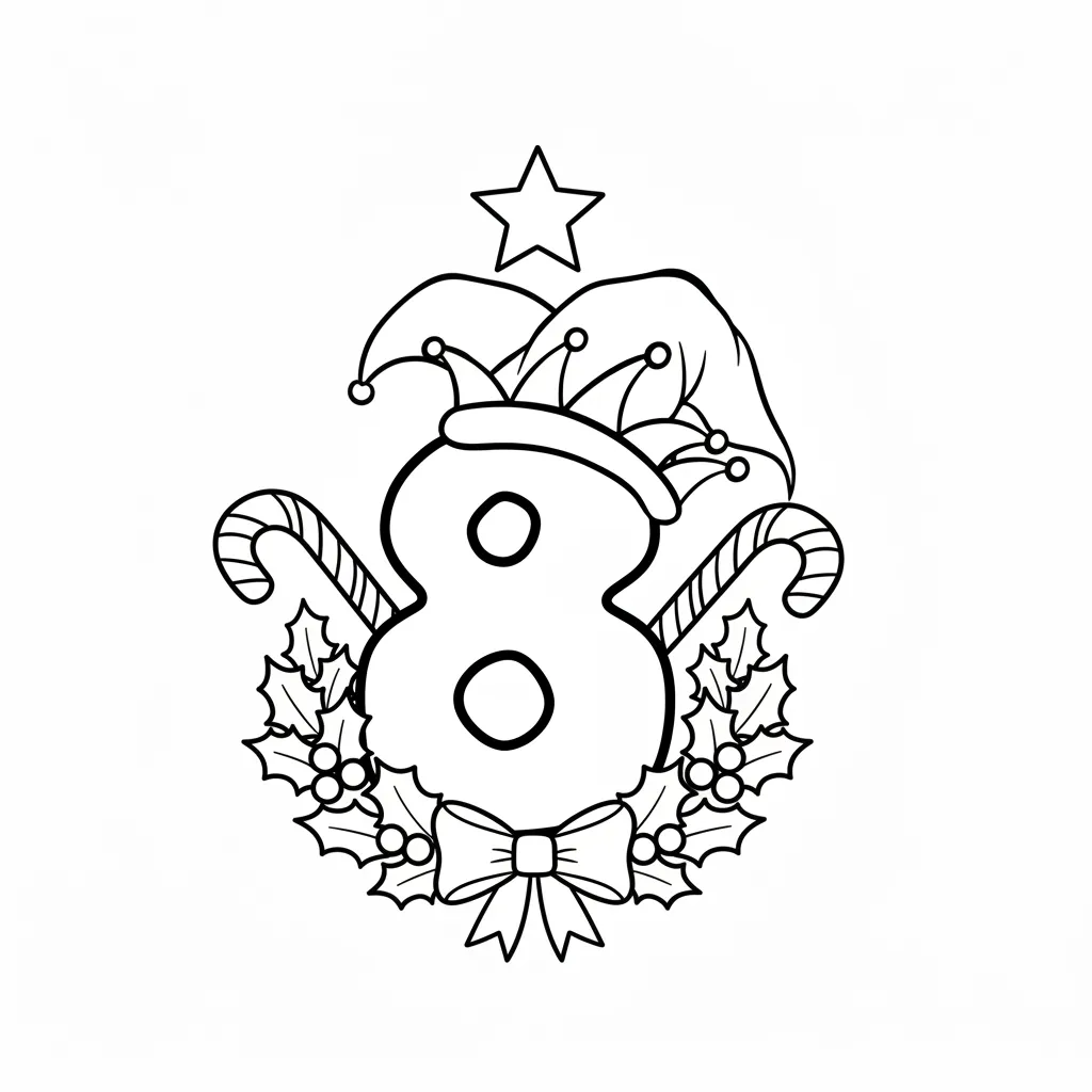 Número de Navidad 14 para colorear para imprimir para niño de 2 años