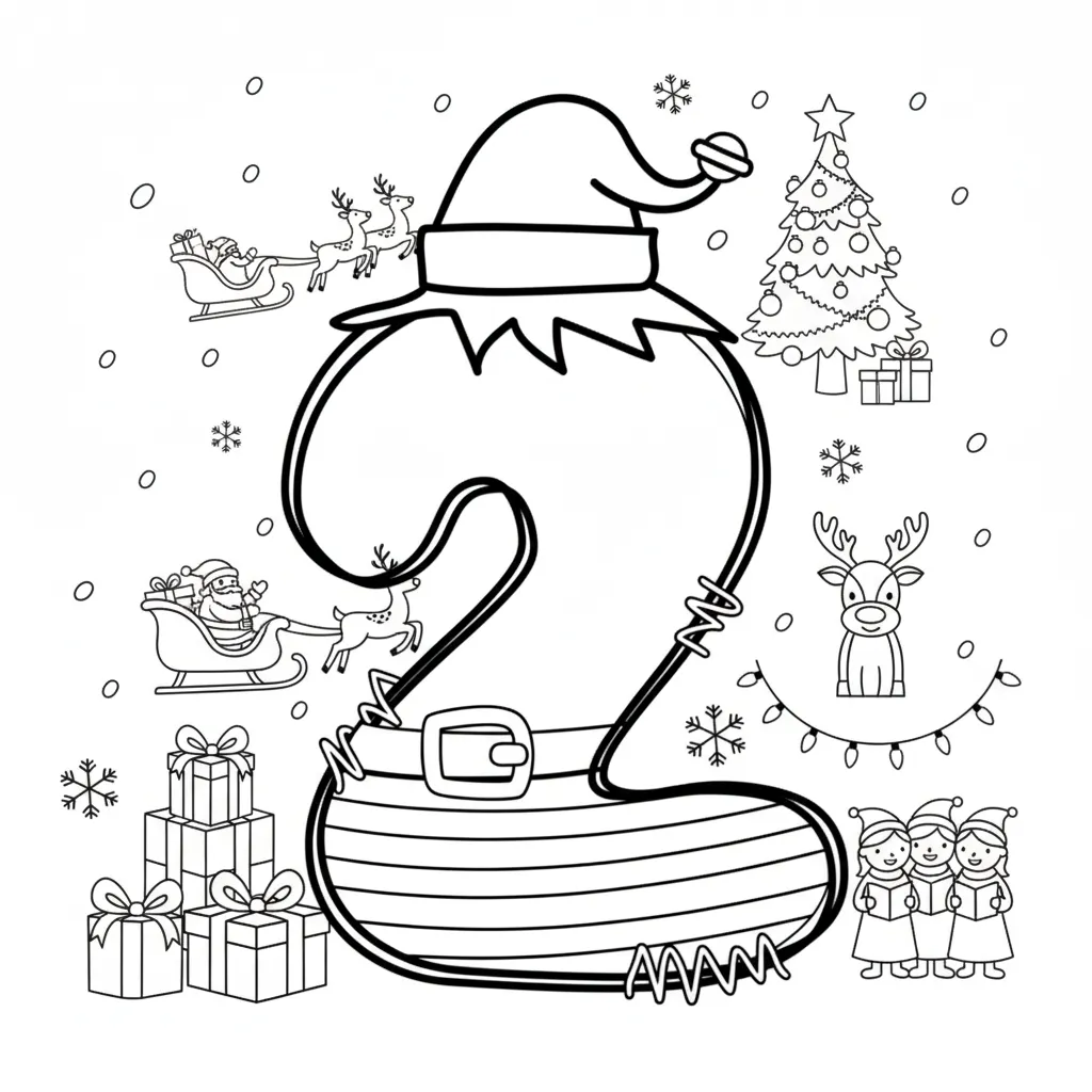 Número de Navidad 17 para colorear para imprimir pdf gratis