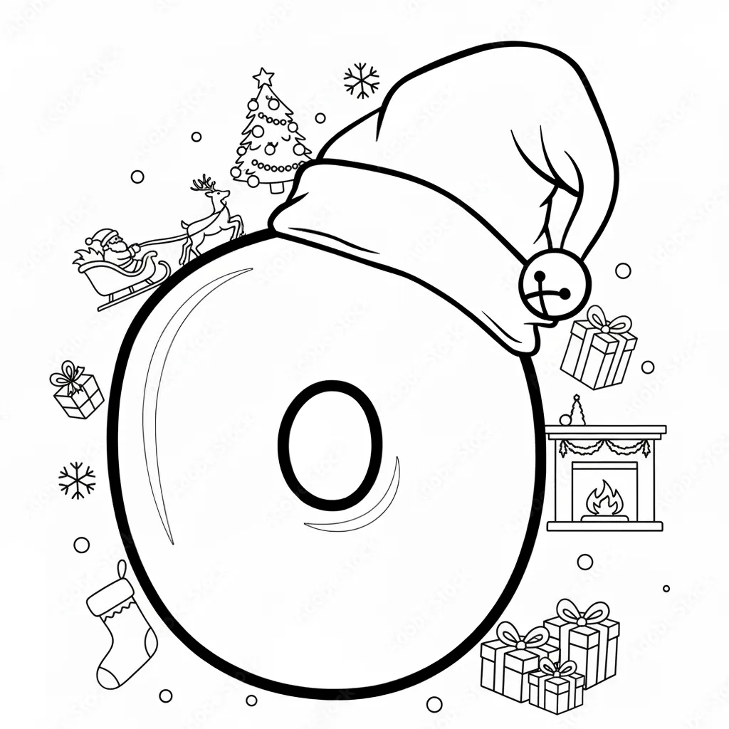 imprimir Número de Navidad 2 para colorear