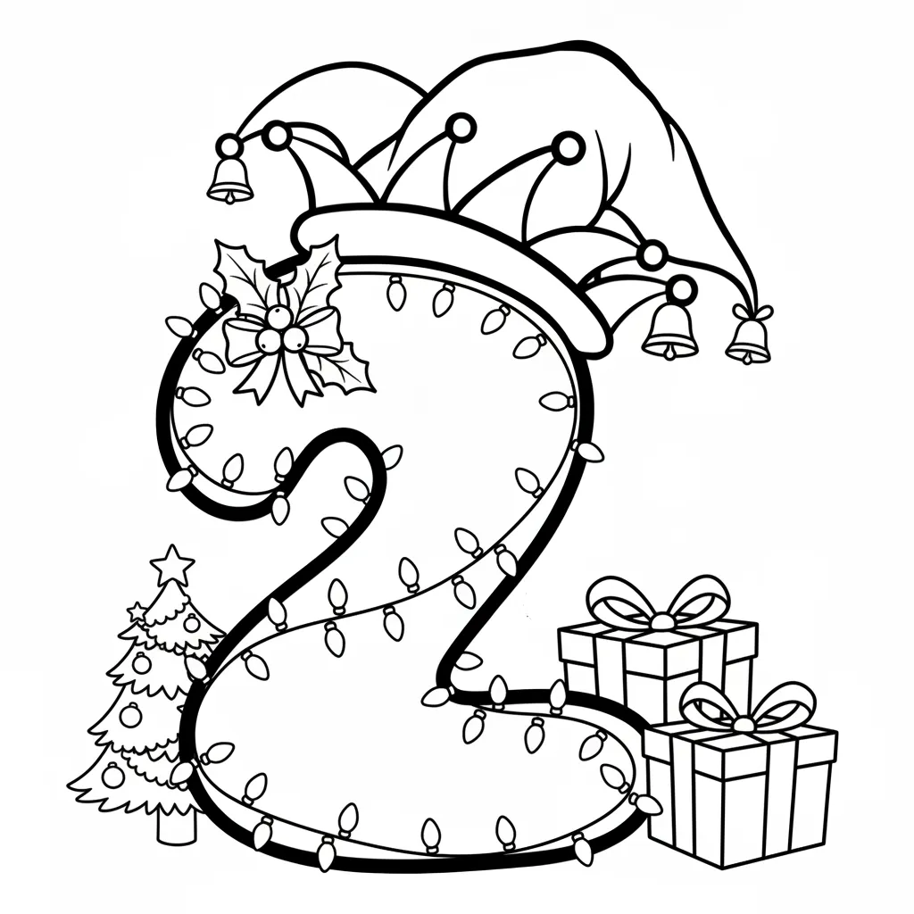 Número de Navidad 4 para colorear para imprimir gratis