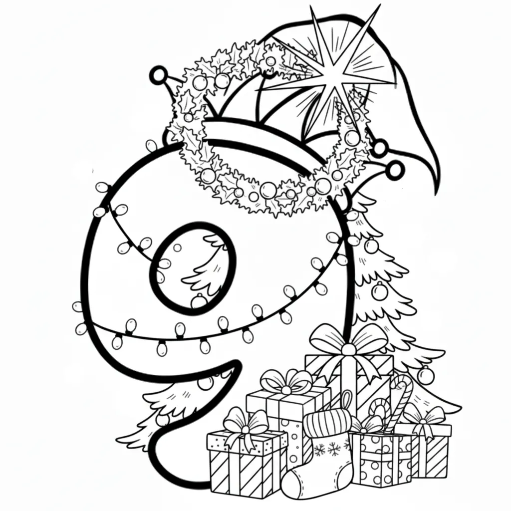 Número de Navidad 5 para colorear para imprimir a4