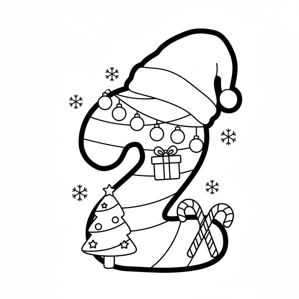 Número de Navidad 6 para colorear gratis para imprimir