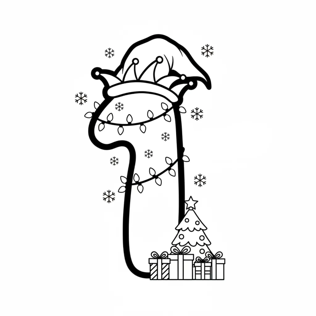 Número de Navidad 7 para colorear para niño de 2 años