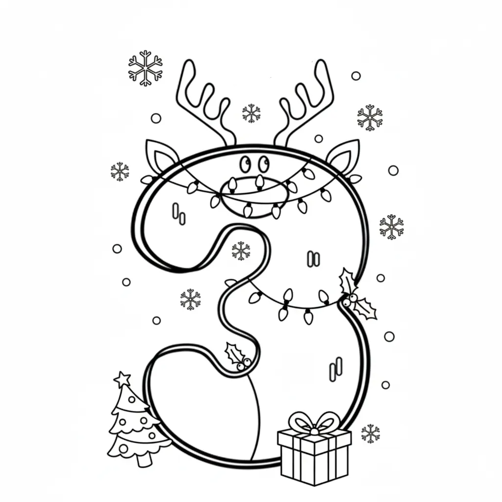 Número de Navidad 9 para colorear y recortar